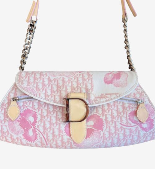 Christian Dior Trotter Flower Pink White Leather Canvas - Image 3