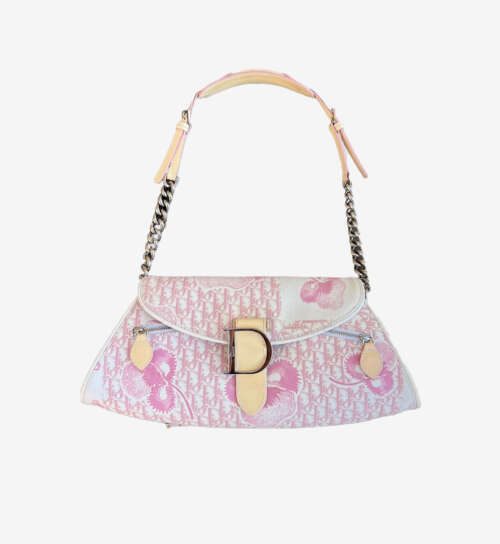 Christian Dior Trotter Flower Pink White Leather Canvas - Image 2