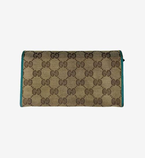 GUCCI Beige GG Canvas  Leather Flap Continental Wallet - Image 2