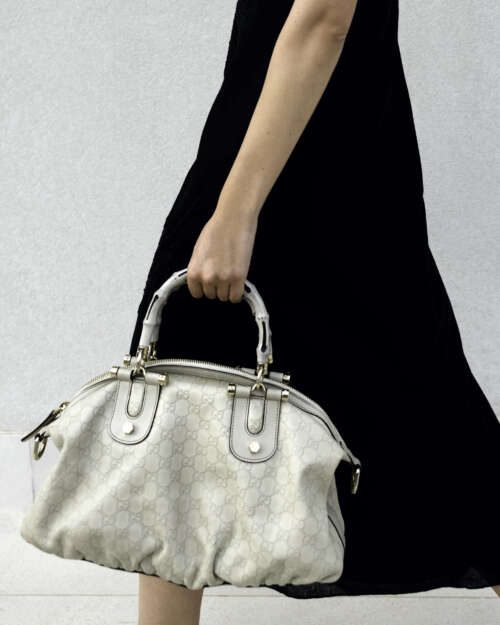 Gucci White Guccissima Bamboo Dialux Pop Satchel - Image 4