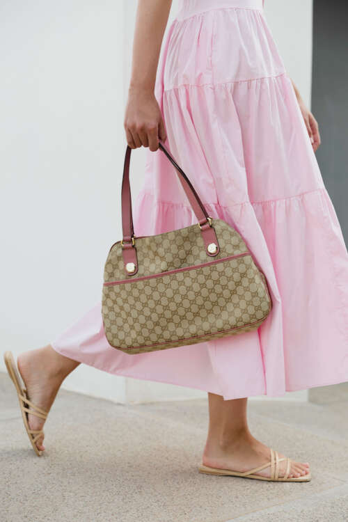 Gucci Brown GG Canvas Charmy Pink Beige shoulder bag - Image 3