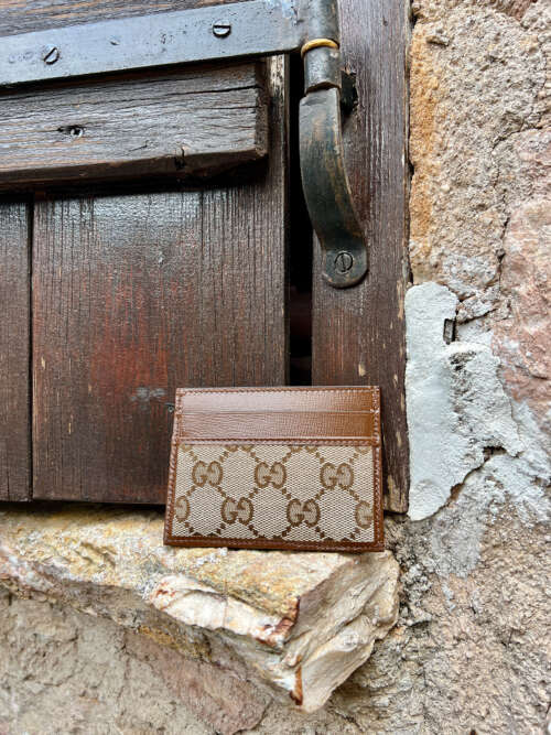 The Hacker Project Gucci x Balenciaga Card Case GG Leather Brown - Image 4