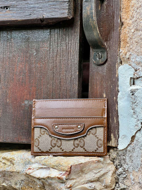 The Hacker Project Gucci x Balenciaga Card Case GG Leather Brown - Image 3