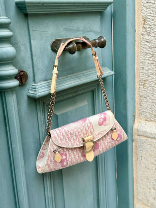 Christian Dior Trotter Flower Pink White Leather Canvas - Image 6