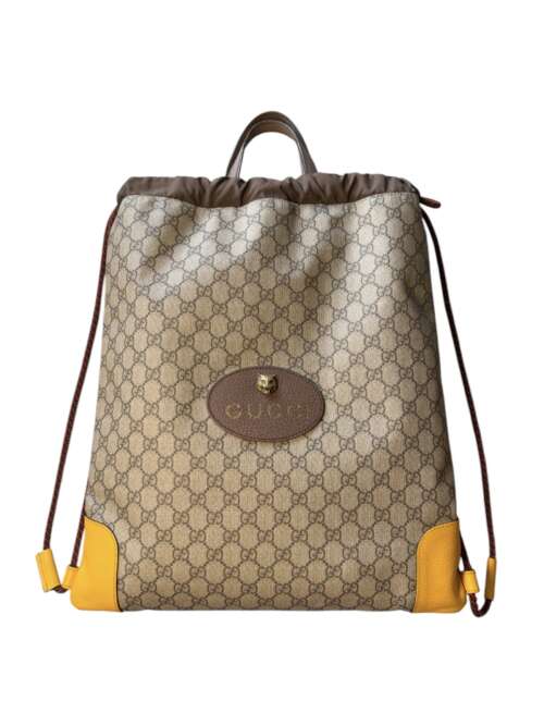 Gucci GG Supreme Vintage Drawstring Backpack - Image 3