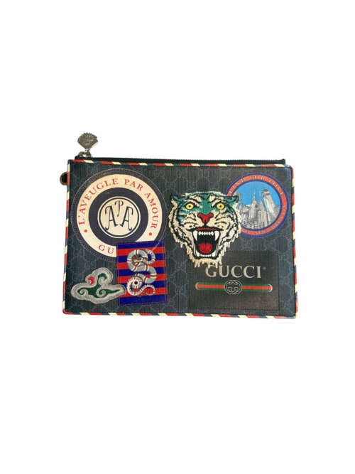 Gucci GG Supreme Clutch Courier Black