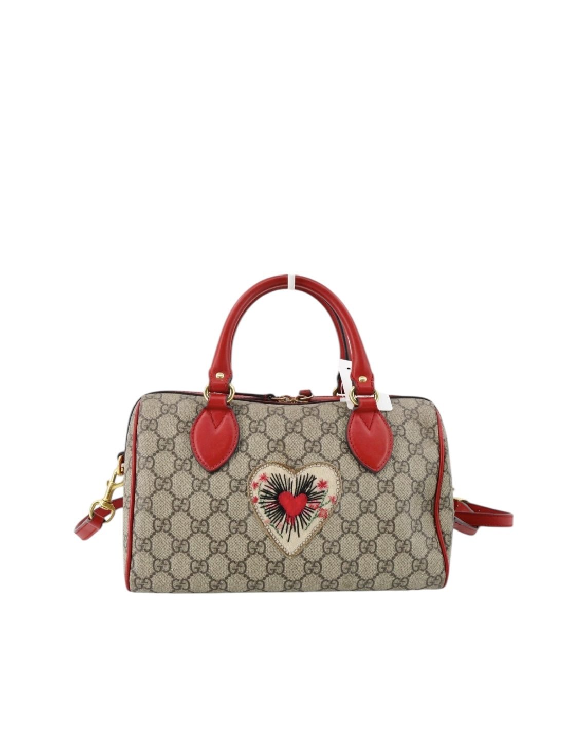 Gucci GG Supreme Heart Embroidered Boston Bag - Image 2