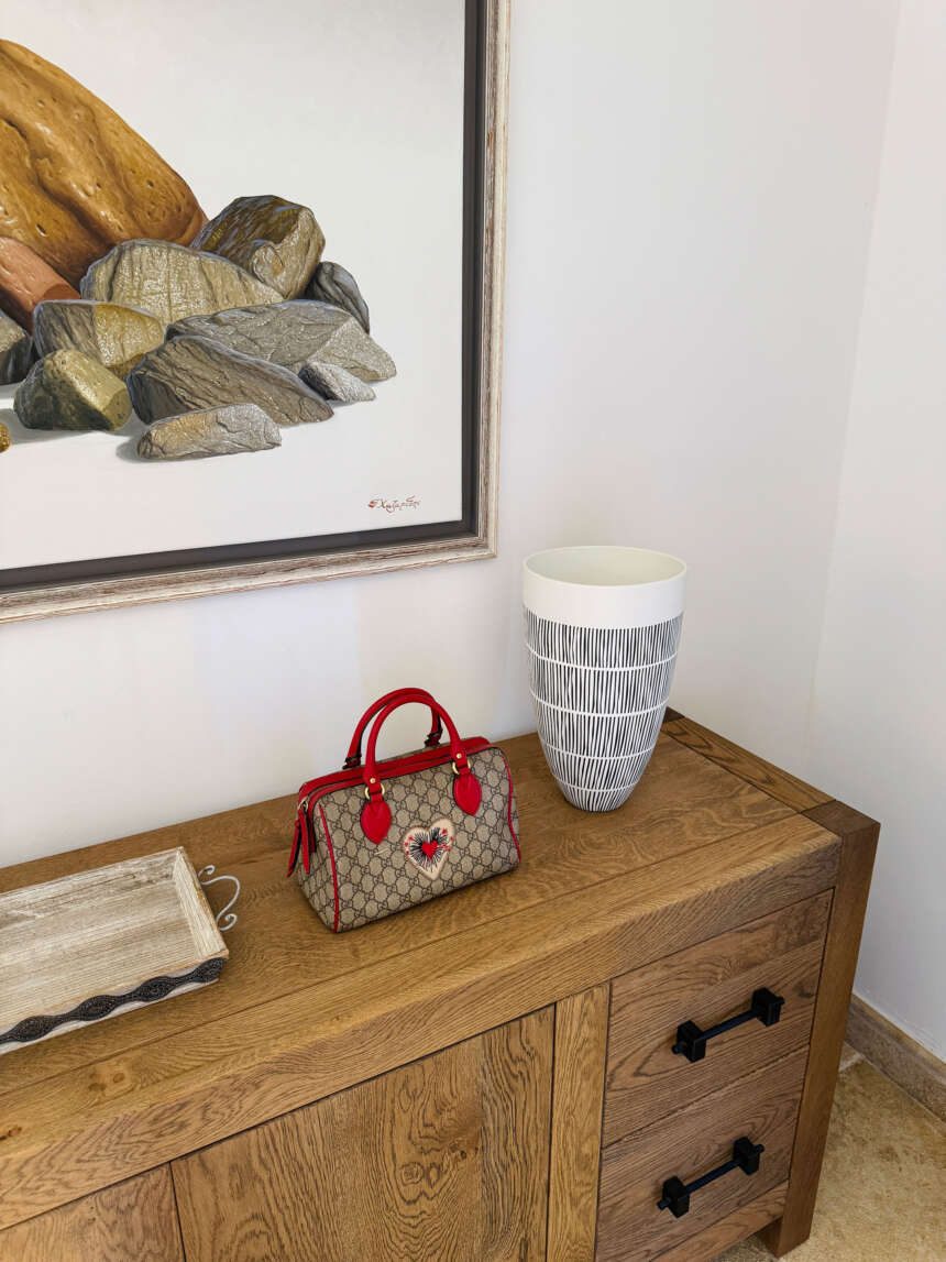 Gucci GG Supreme Heart Embroidered Boston Bag