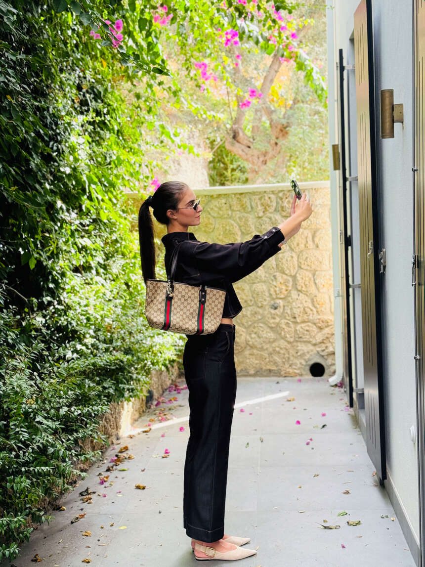 Gucci GG Supreme Web Stripe Tote Bag