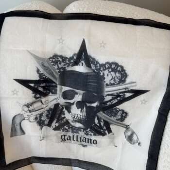 John Galliano Cotton Scarf – Skull Print