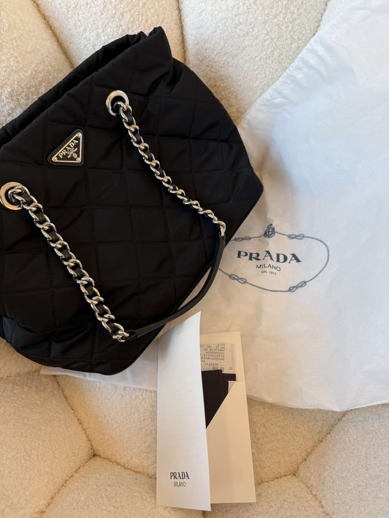 Prada Re-Nylon Mini Bucket Bag με Αλυσίδα – Black