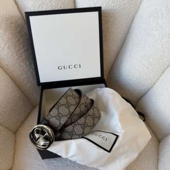 Gucci  GG Supreme Belt με Ασημί GG Buckle