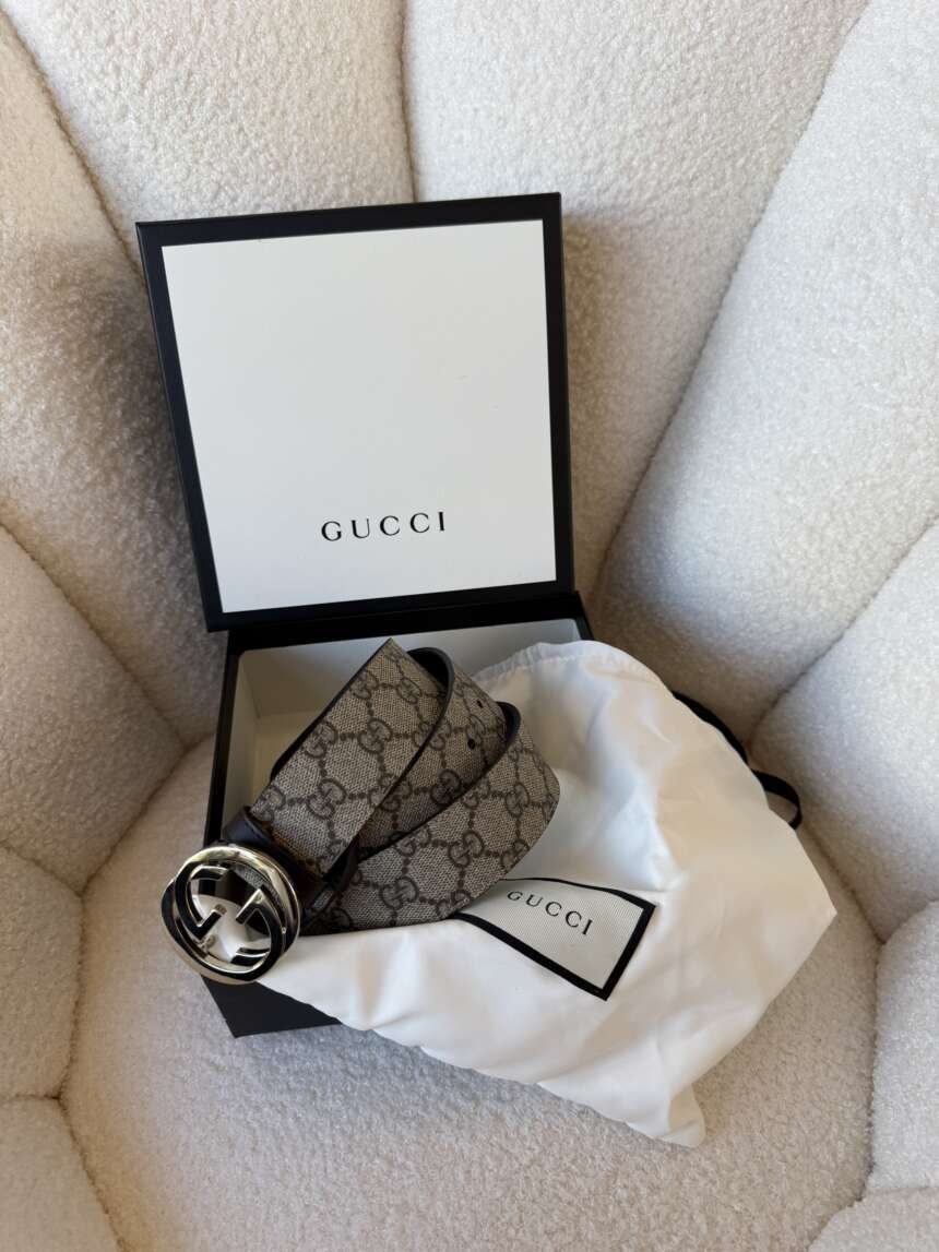 Gucci  GG Supreme Belt με Ασημί GG Buckle