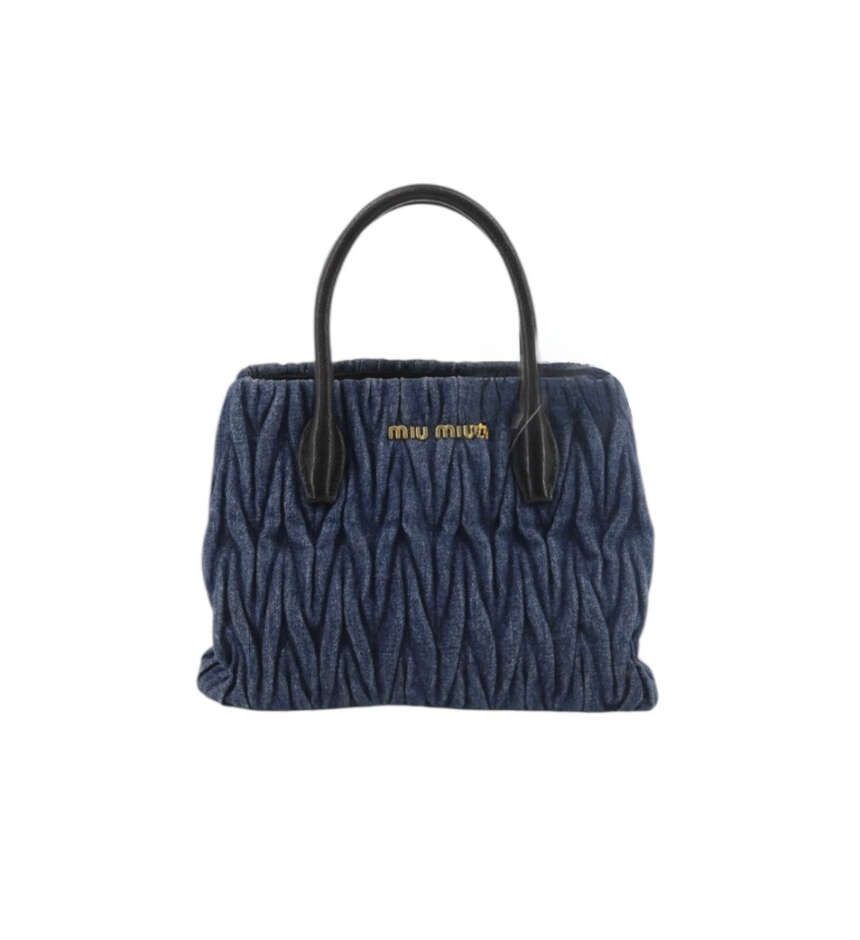 Miu Miu Matelassé Denim Top-Handle Bag