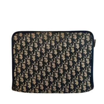 Vintage Φάκελος / Document Holder Christian Dior σε Navy Trotter Καμβά
