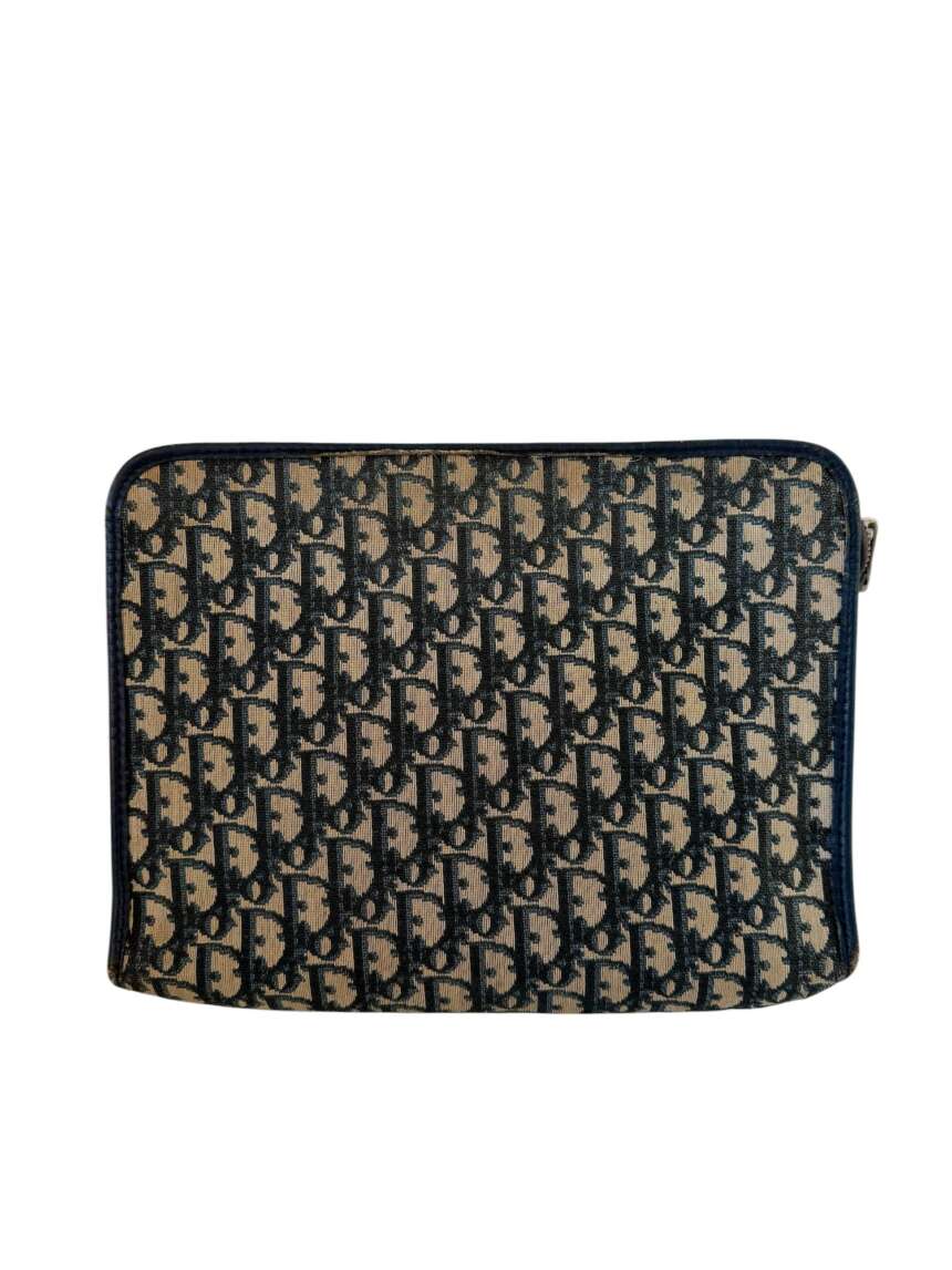 Vintage Φάκελος / Document Holder Christian Dior σε Navy Trotter Καμβά
