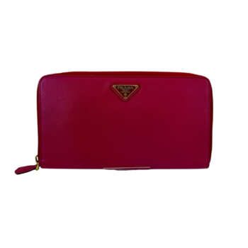 Prada Saffiano Leather Zip Around Ροζ