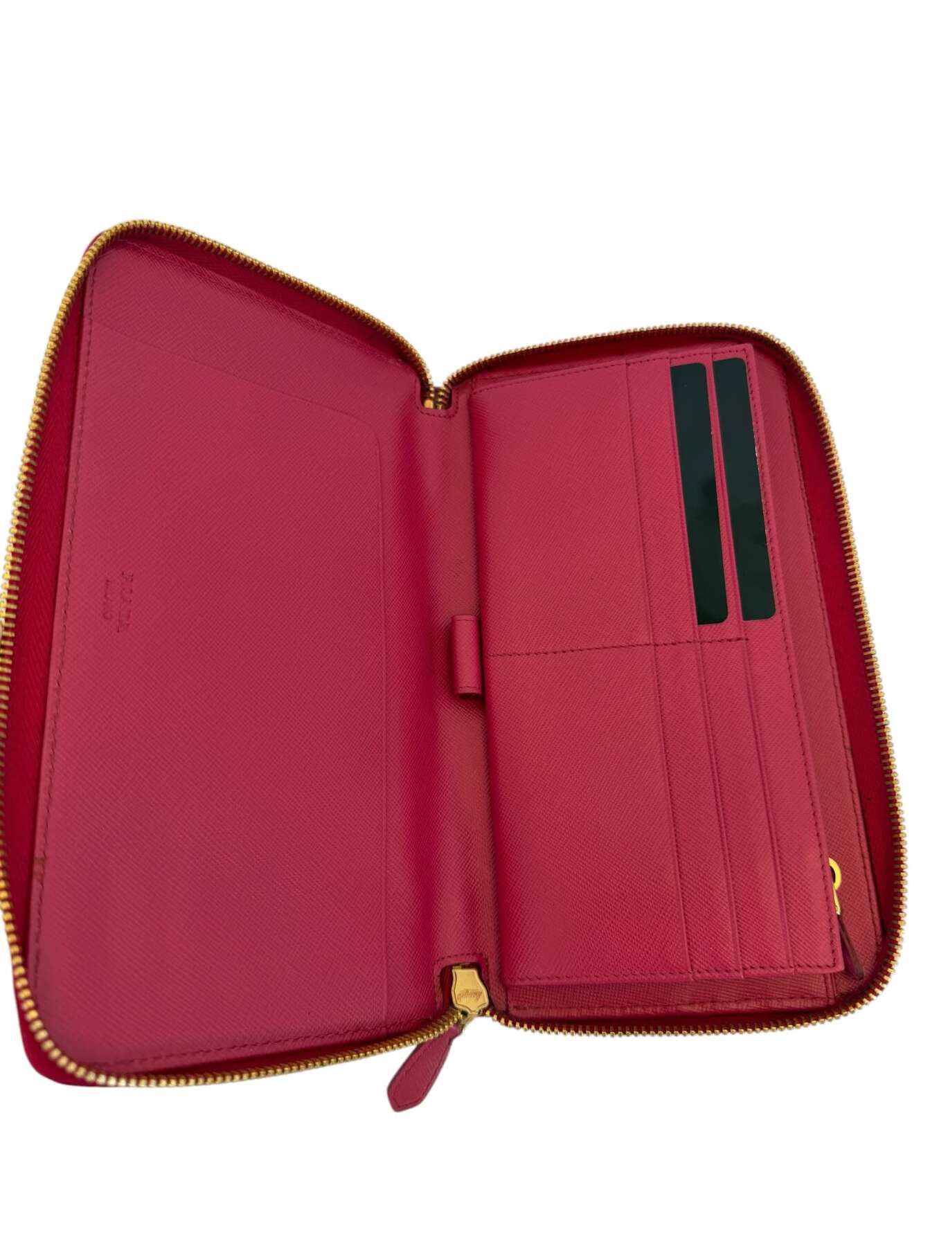 Prada Saffiano Leather Zip Around Ροζ - Image 3