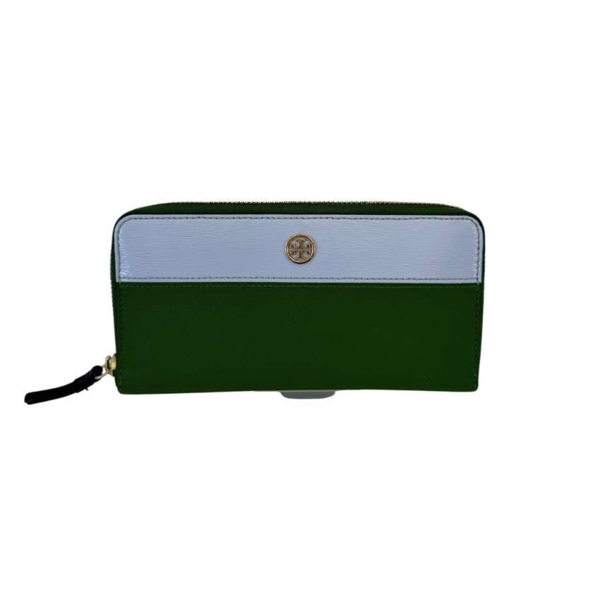 Tory Burch Robinson Color-Block Zip Around Γαλάζιο Πράσινο