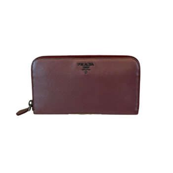 Prada Saffiano Leather Large Zip Around Travel Organizer σε Ροζ