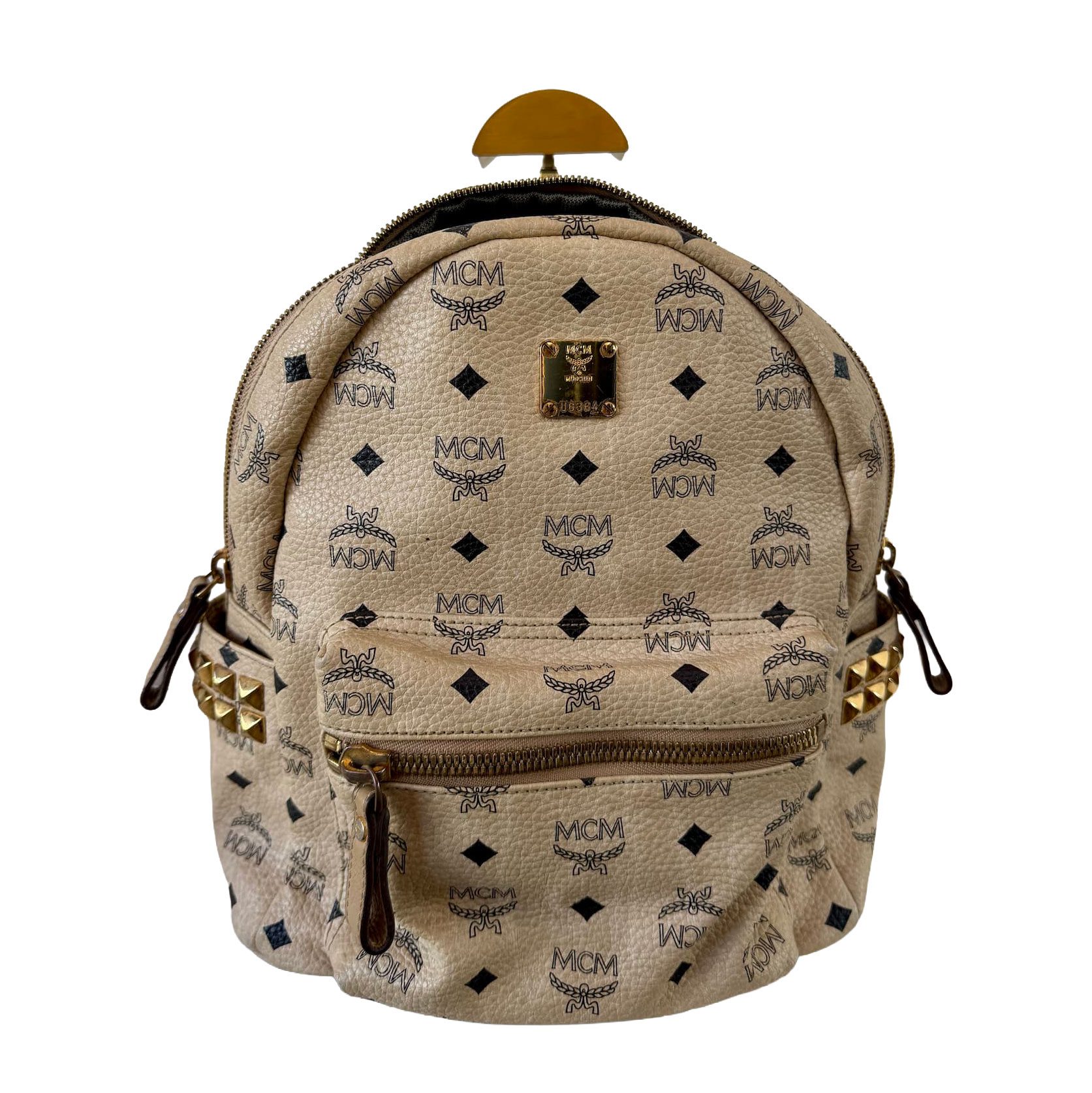 MCM Stark Visetos Backpack σε Ivory με Τρουκς