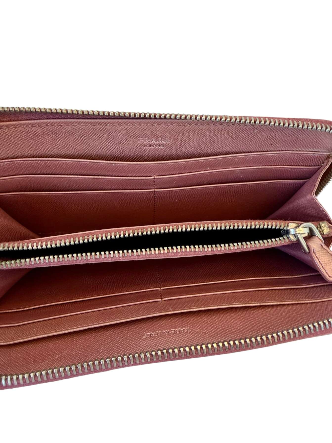 Prada Saffiano Leather Large Zip Around Travel Organizer σε Ροζ - Image 5