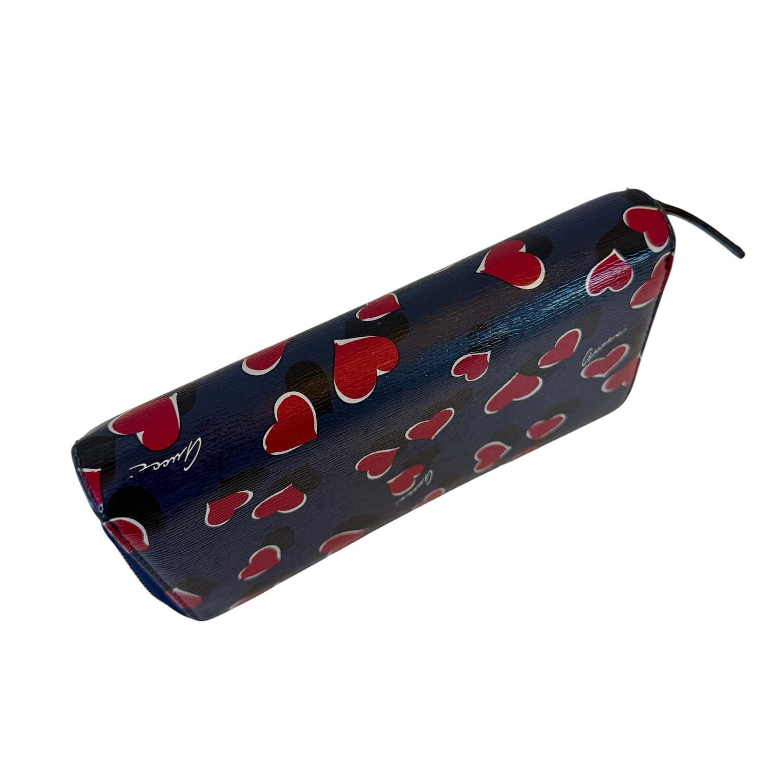 Gucci Heartbeat Zip Around Πορτοφόλι σε Navy με Κόκκινες Καρδιές - Image 6