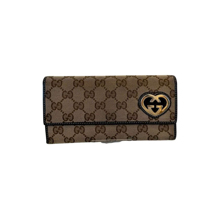 Gucci Lovely Heart GG Canvas Continental Πορτοφόλι σε Μπεζ