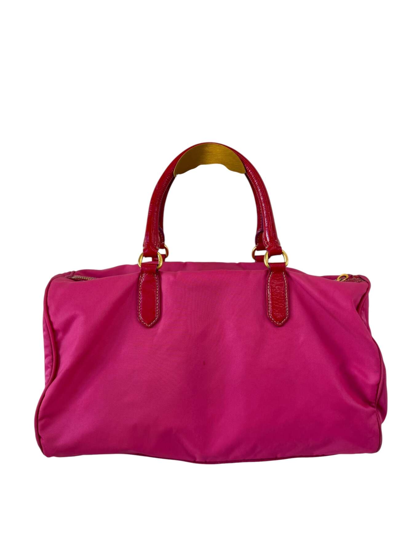 Prada Φούξια Nylon Boston Τσάντα Χειρός με Λουστρέ Λεπτομέρειες - Image 4
