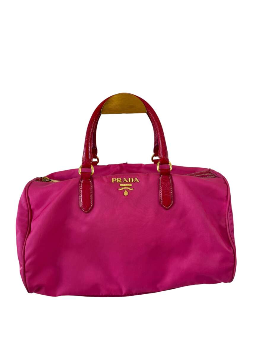 Prada Φούξια Nylon Boston Τσάντα Χειρός με Λουστρέ Λεπτομέρειες