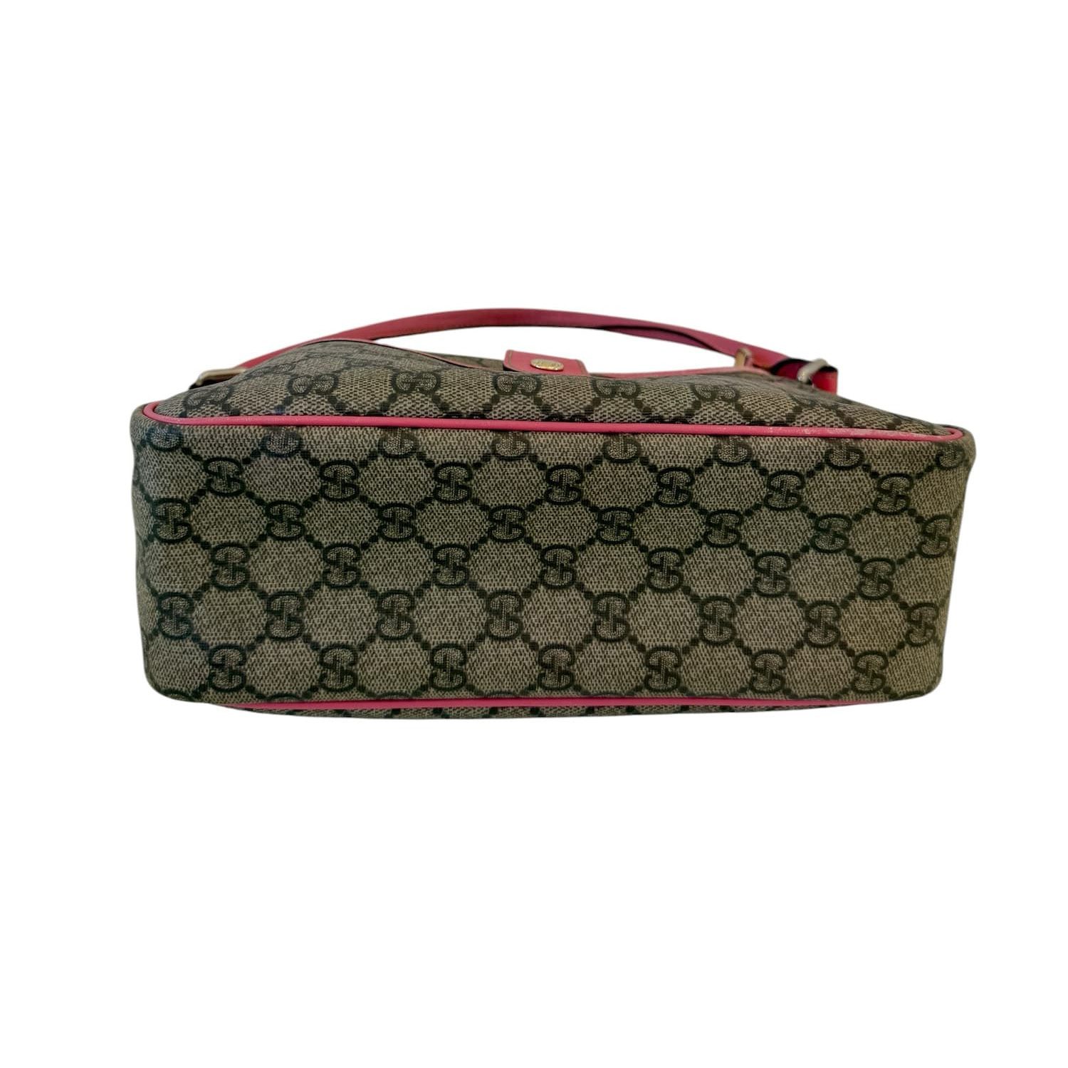 Gucci GG Supreme Τσάντα Ώμου με Ροζ Δέρμα - Image 2