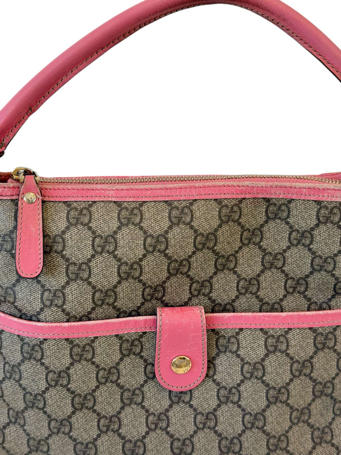 Gucci GG Supreme Τσάντα Ώμου με Ροζ Δέρμα - Image 6