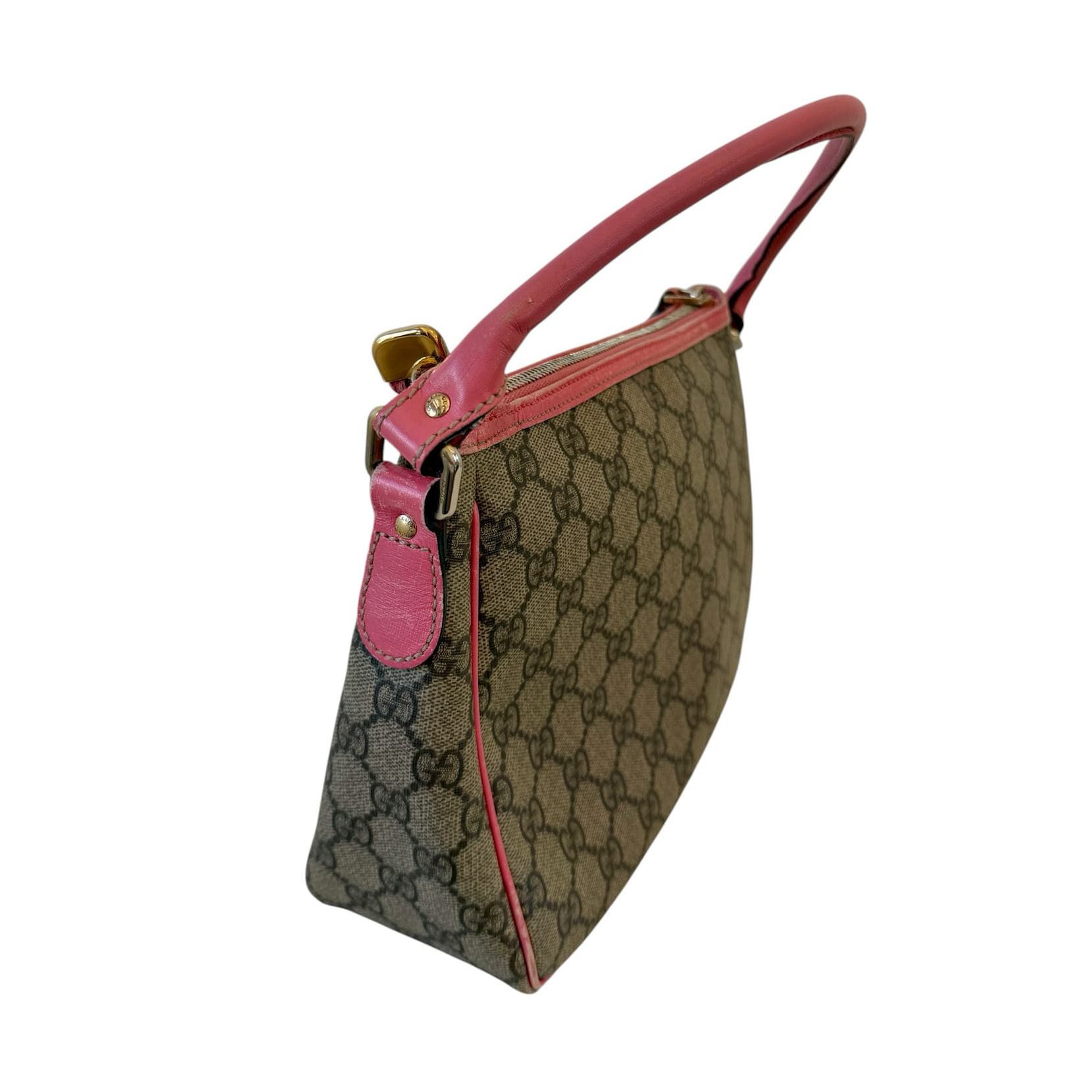 Gucci GG Supreme Τσάντα Ώμου με Ροζ Δέρμα - Image 5
