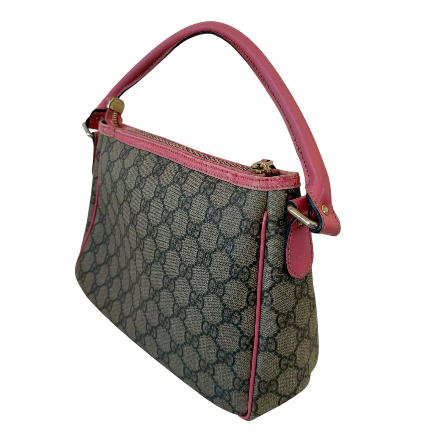 Gucci GG Supreme Τσάντα Ώμου με Ροζ Δέρμα - Image 3