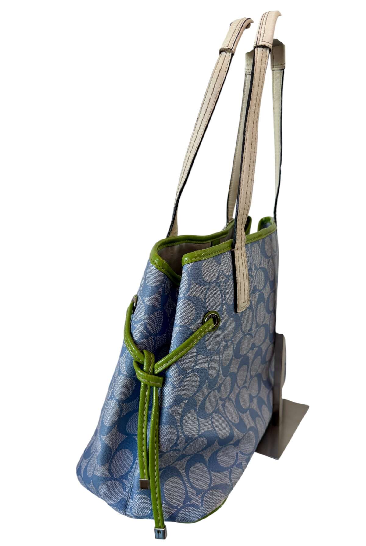 Coach Signature Γαλάζια Tote Τσάντα με Πράσινες Λεπτομέρειες - Image 3