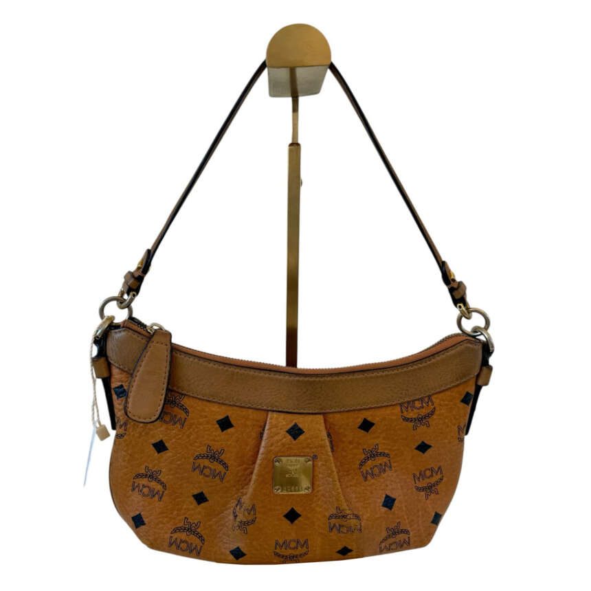 MCM Visetos Baguette Τσάντα Ώμου σε Cognac