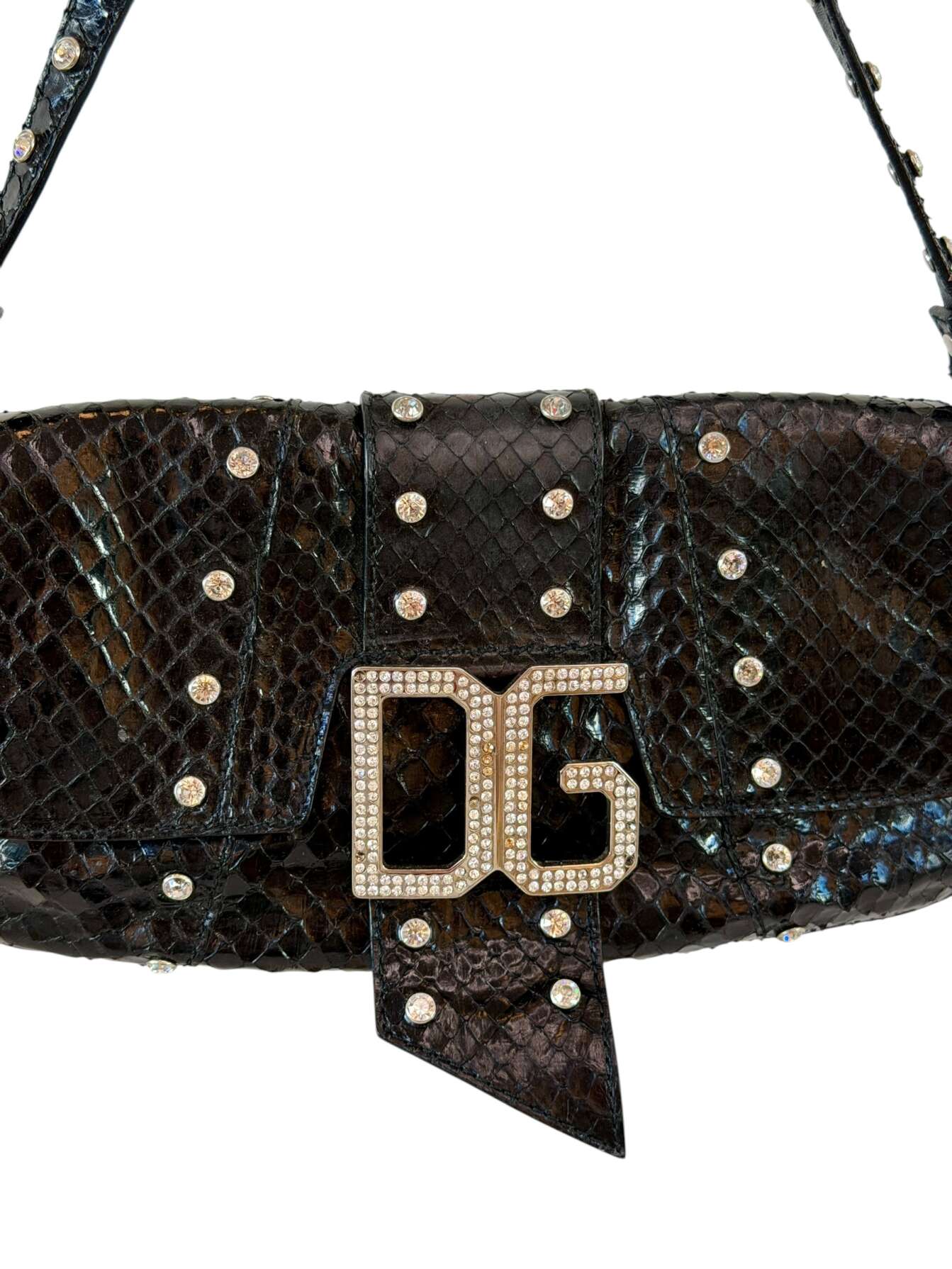 Dolce & Gabbana Statement Τσάντα Ώμου με Όψη Φιδιού και Κρύσταλλα - Image 6