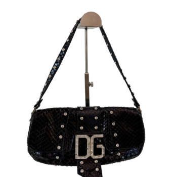 Dolce & Gabbana Statement Τσάντα Ώμου με Όψη Φιδιού και Κρύσταλλα