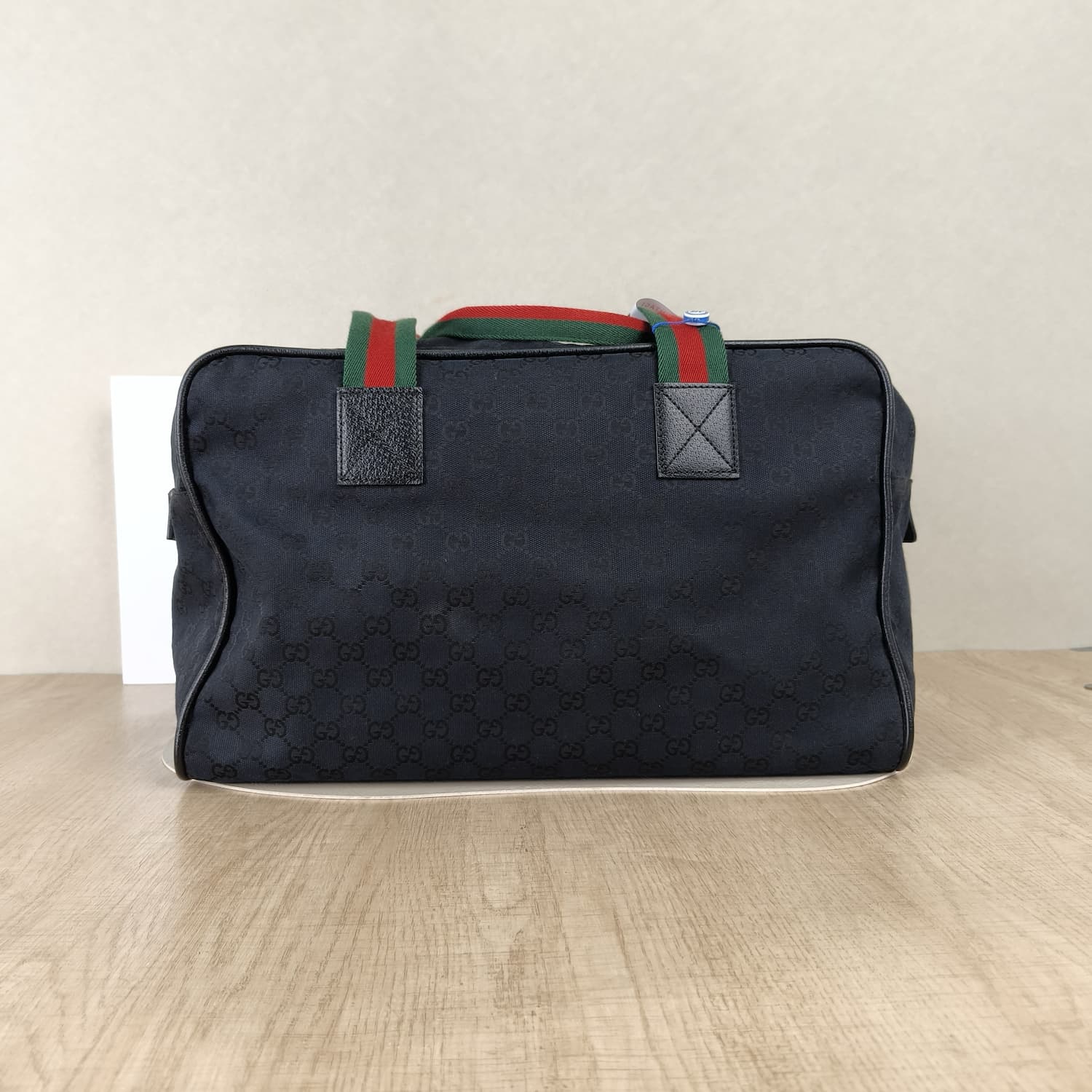 Gucci GG Canvas Boston Bag — Μπλε Σκούρο με Πράσινο-Κόκκινο Web — φωτογραφία 5