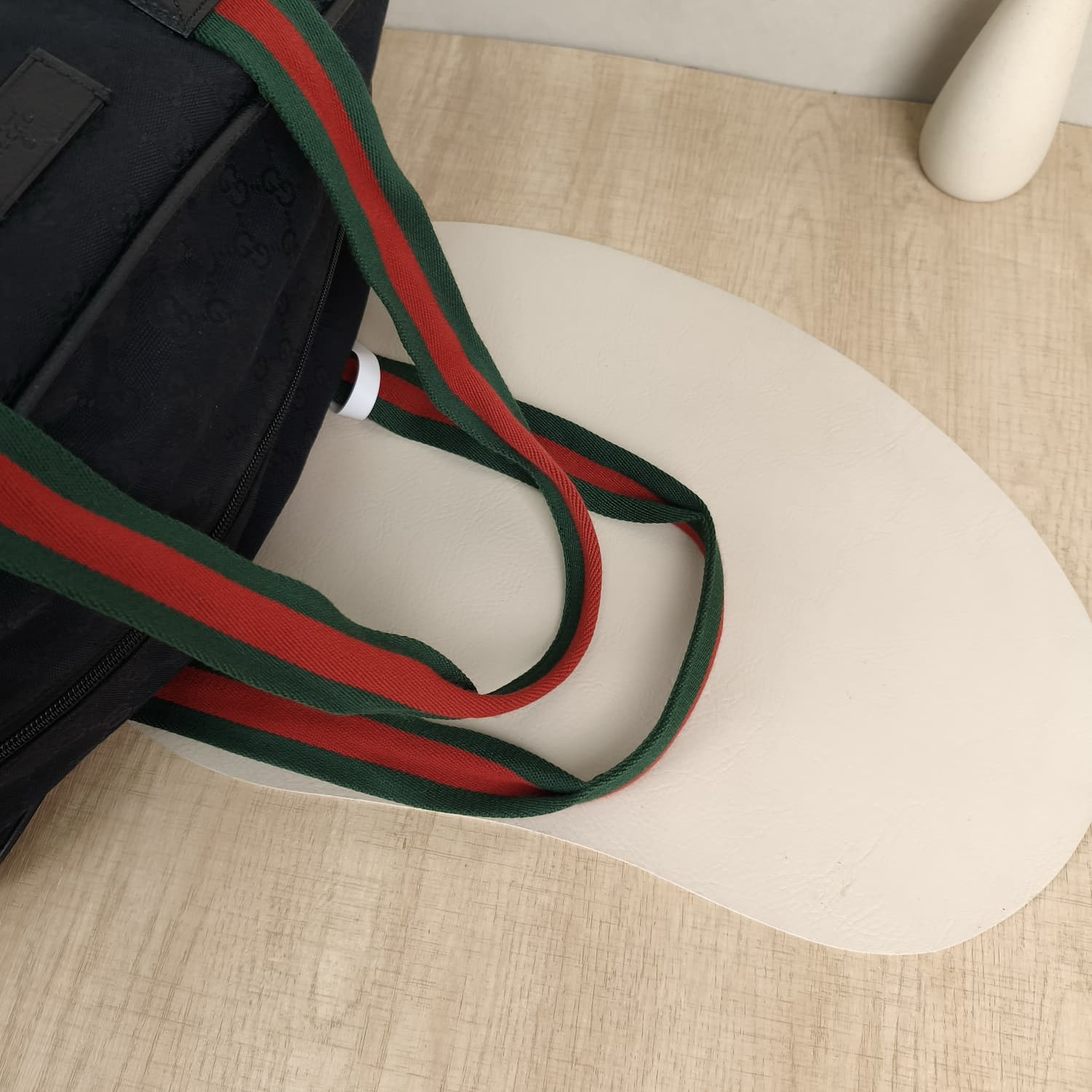 Gucci GG Canvas Boston Bag — Μπλε Σκούρο με Πράσινο-Κόκκινο Web — φωτογραφία 9