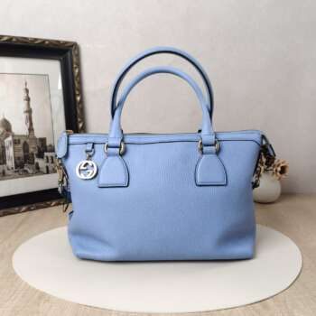 Gucci Δερμάτινη Bauletto Τσάντα σε Γαλάζιο με Interlocking G — φωτογραφία 2