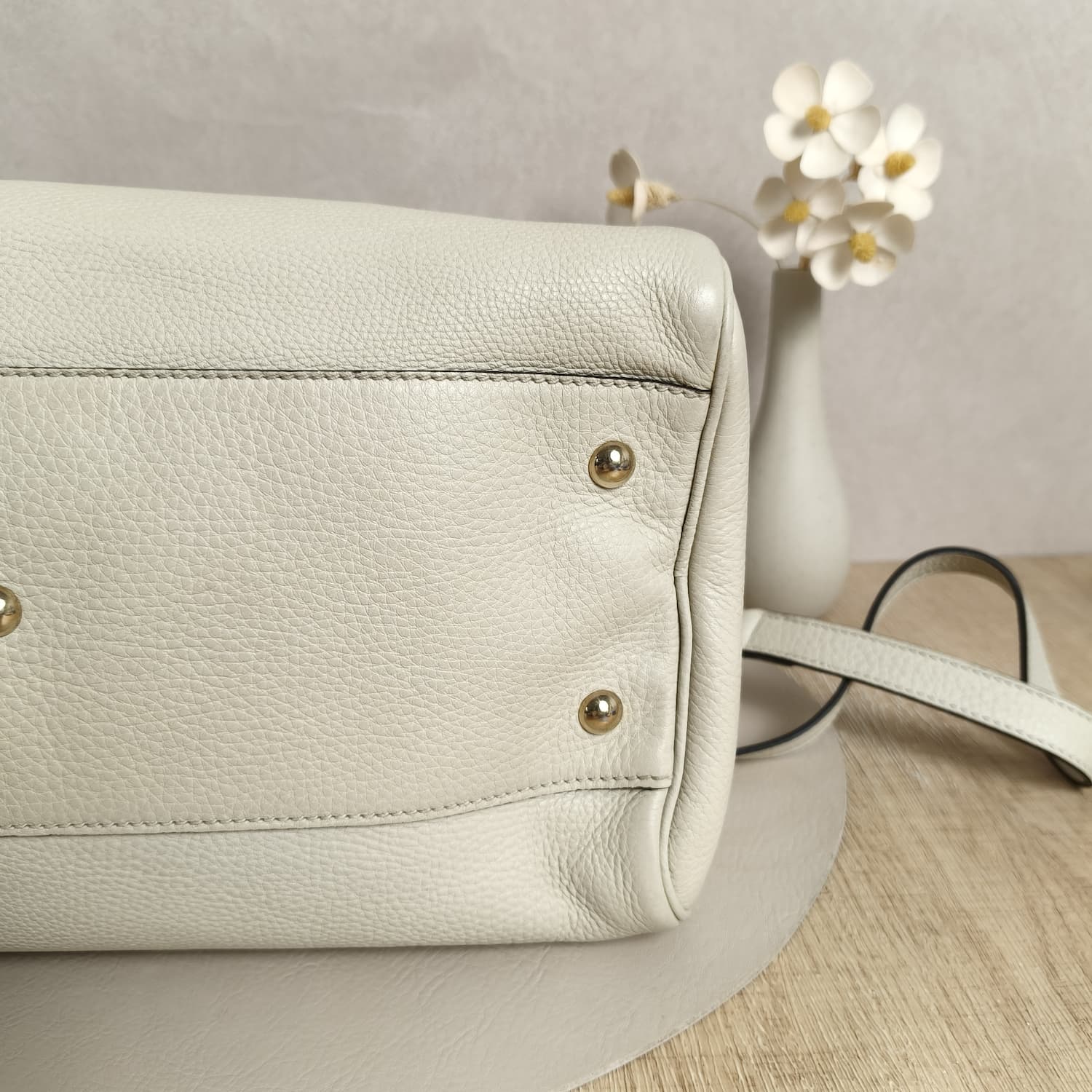 Gucci Bamboo Δερμάτινη Boston Bag — Ιβουάρ με Χερούλια Μπαμπού — φωτογραφία 7